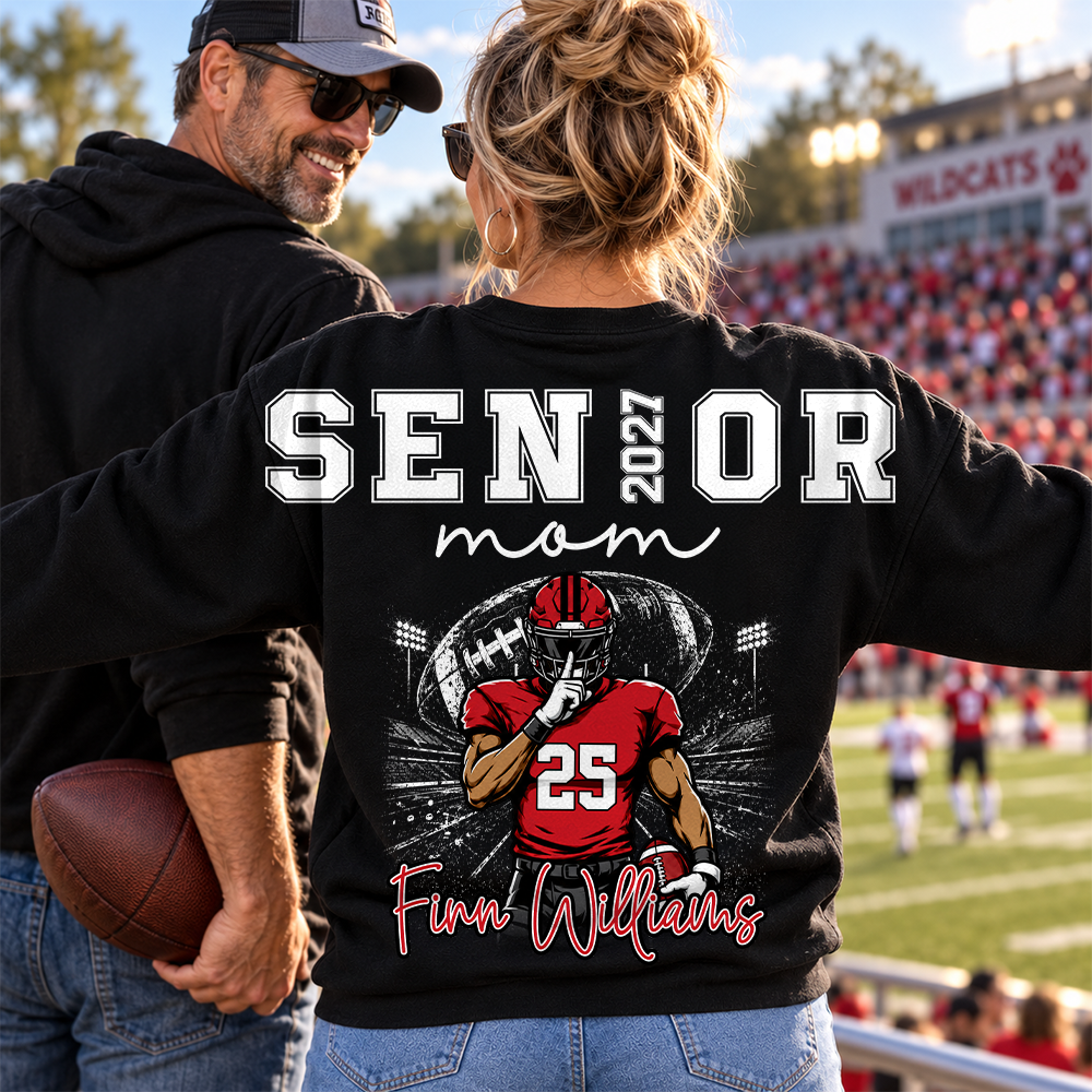 Custom 2027 Senior Football Mom Sweatshirt, Sports Mama Hoodie For Football Lovers L0411 Hv01