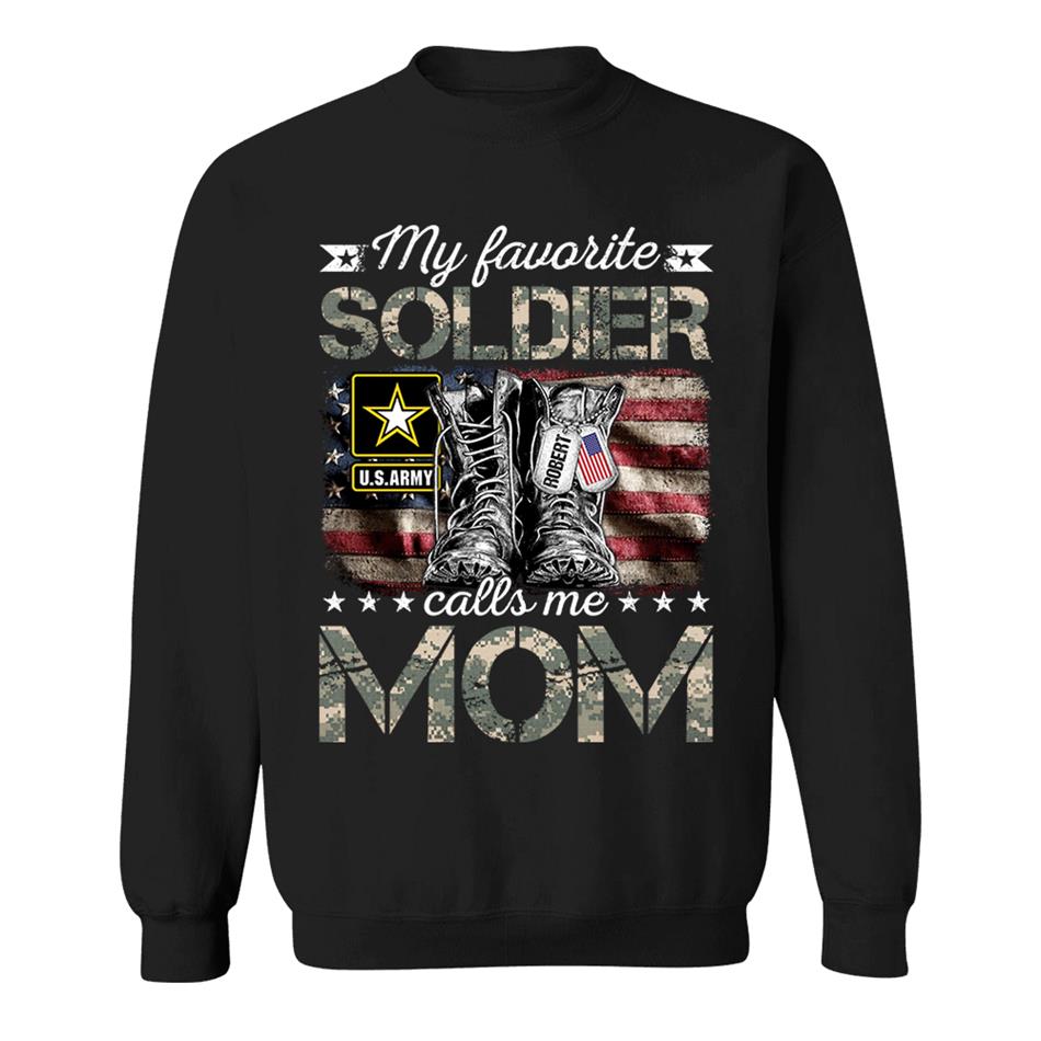 My Favorite Soldier Calls Me Mom Military Combat Boots Flag Custom Name Shirt Gift For US Military Family Members H2511