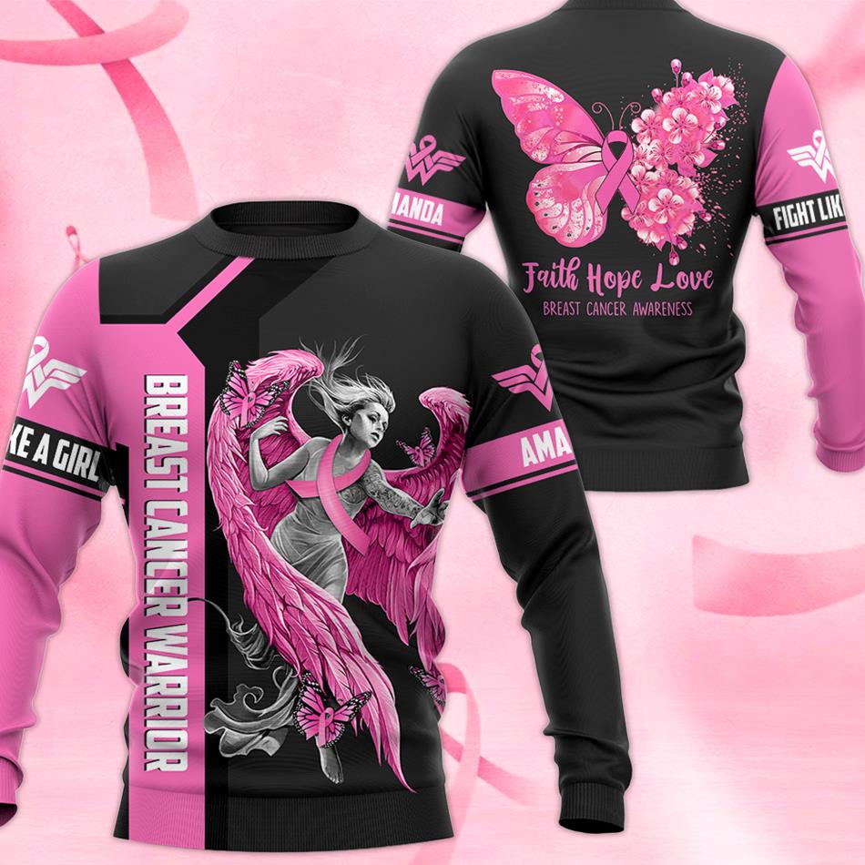 Faith Hope Love Breast Cancer Awareness All Over Print Shirt For Breast Cancer Warrior Survivor Pink Ribbon Butterfly H2511 Trna