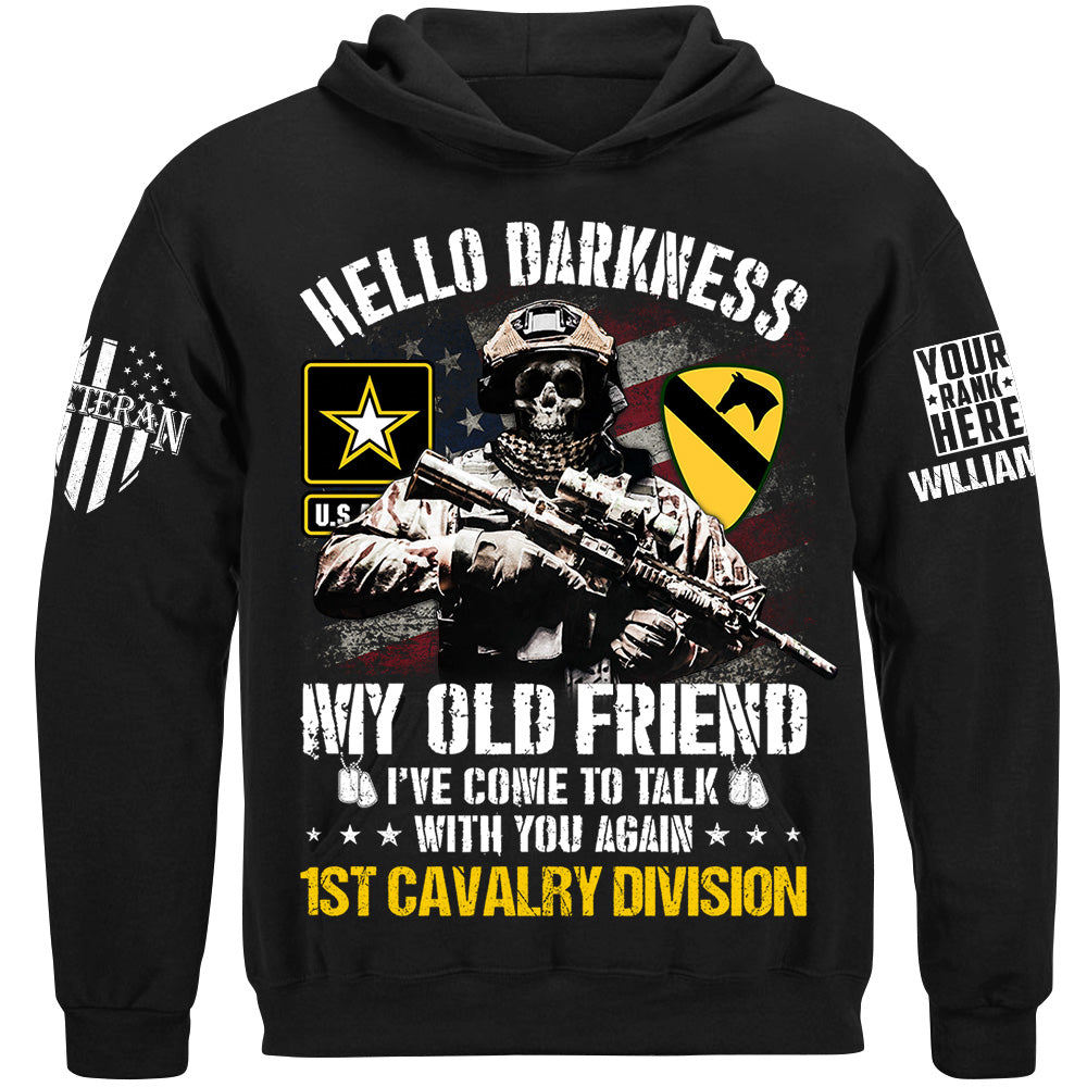 Veteran Shirt Skull Hello Darkness My Old Friend Custom Division Shirt For Military Retirement Veteran Dad Grandpa H2511