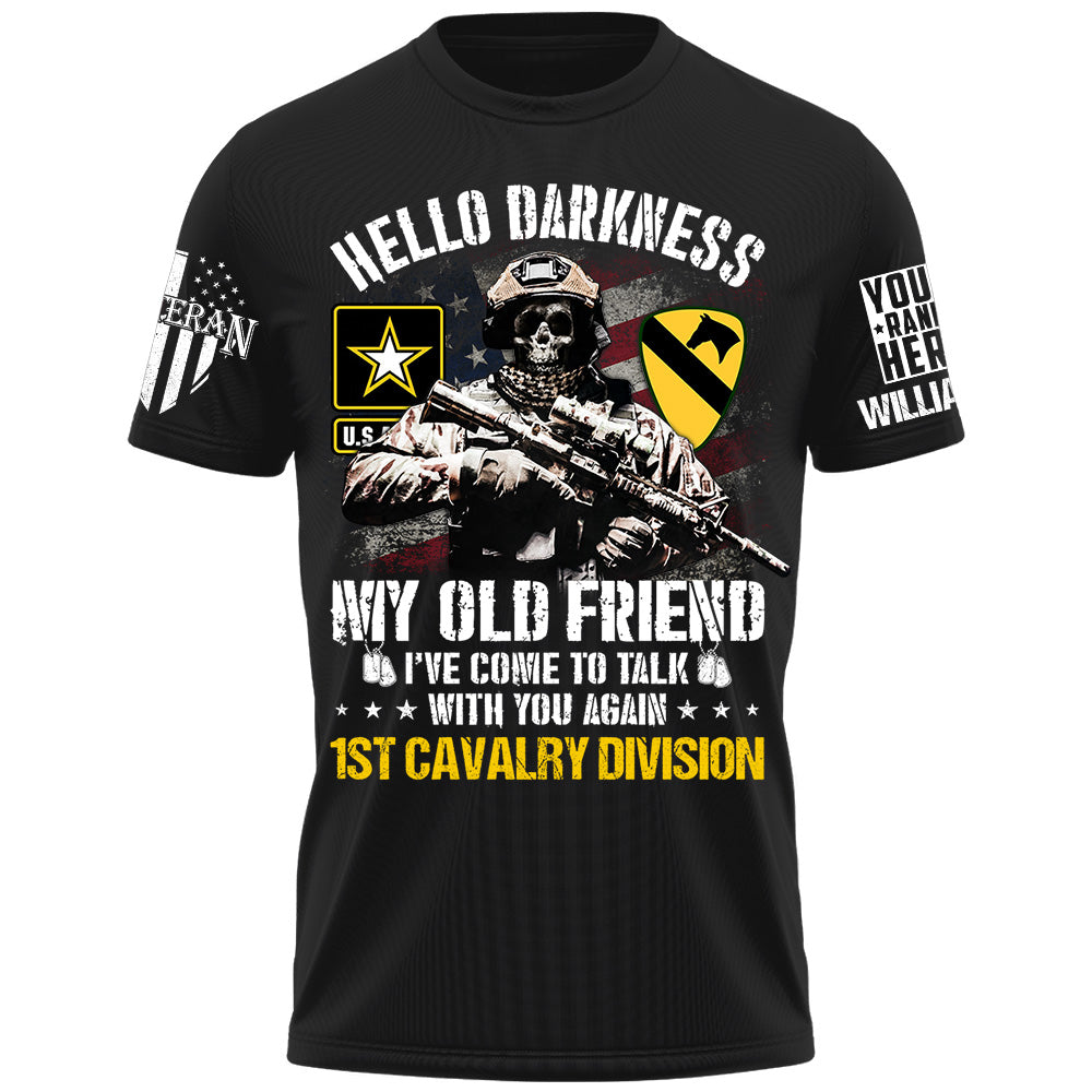 Veteran Shirt Skull Hello Darkness My Old Friend Custom Division Shirt For Military Retirement Veteran Dad Grandpa H2511