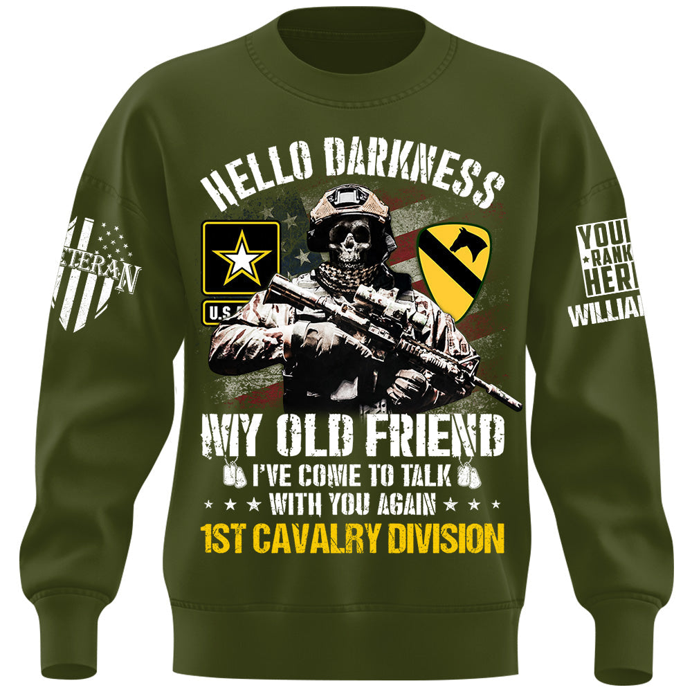 Veteran Shirt Skull Hello Darkness My Old Friend Custom Division Shirt For Military Retirement Veteran Dad Grandpa H2511