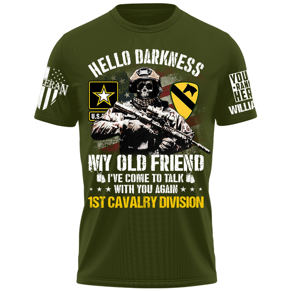 Veteran Shirt Skull Hello Darkness My Old Friend Custom Division Shirt For Military Retirement Veteran Dad Grandpa H2511
