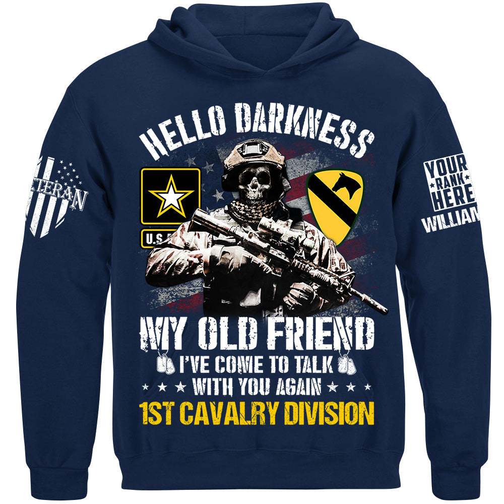 Veteran Shirt Skull Hello Darkness My Old Friend Custom Division Shirt For Military Retirement Veteran Dad Grandpa H2511