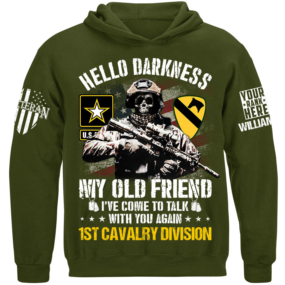 Veteran Shirt Skull Hello Darkness My Old Friend Custom Division Shirt For Military Retirement Veteran Dad Grandpa H2511