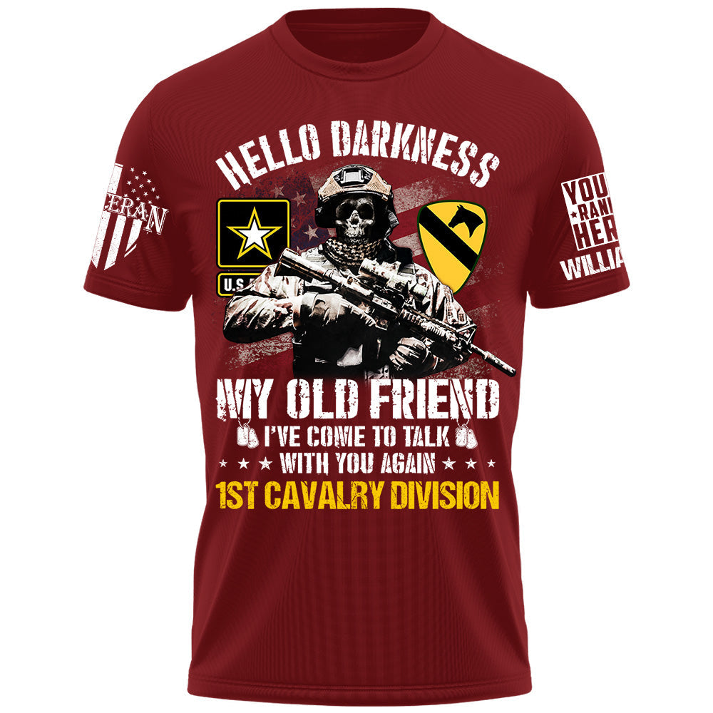 Veteran Shirt Skull Hello Darkness My Old Friend Custom Division Shirt For Military Retirement Veteran Dad Grandpa H2511