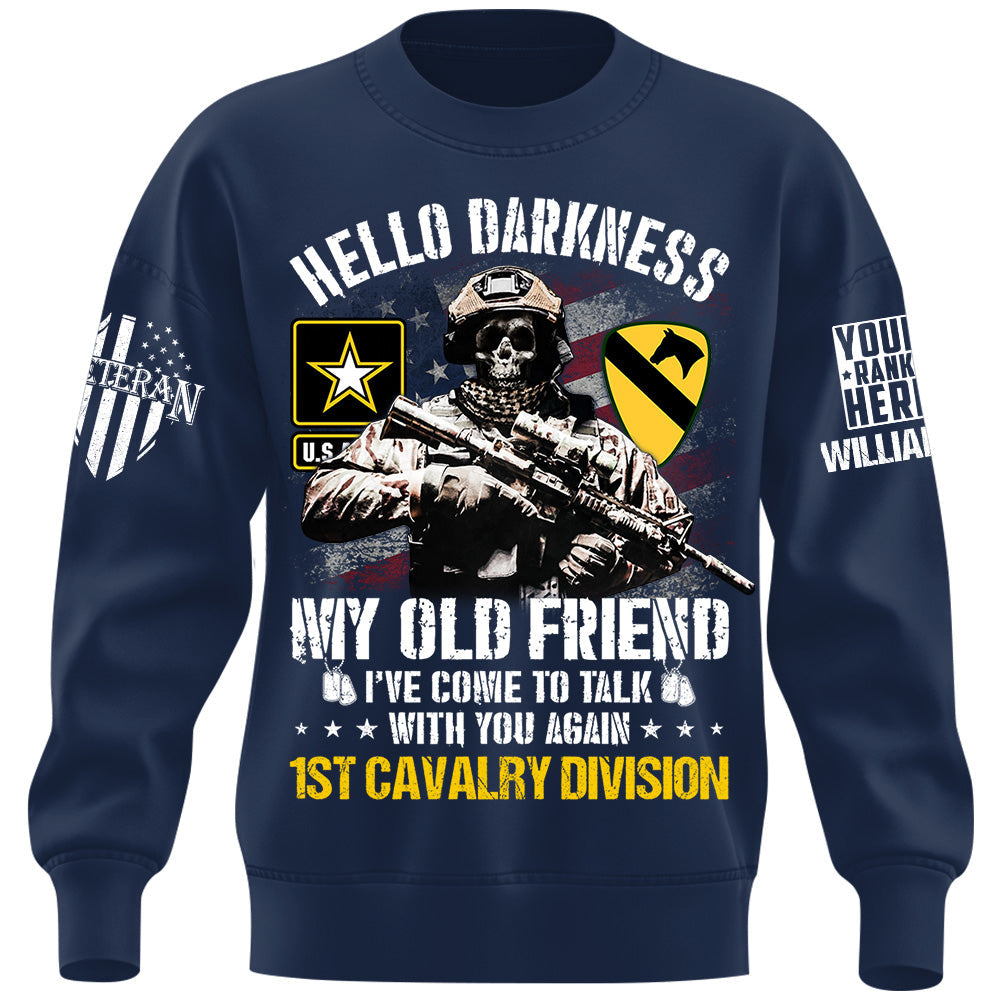 Veteran Shirt Skull Hello Darkness My Old Friend Custom Division Shirt For Military Retirement Veteran Dad Grandpa H2511