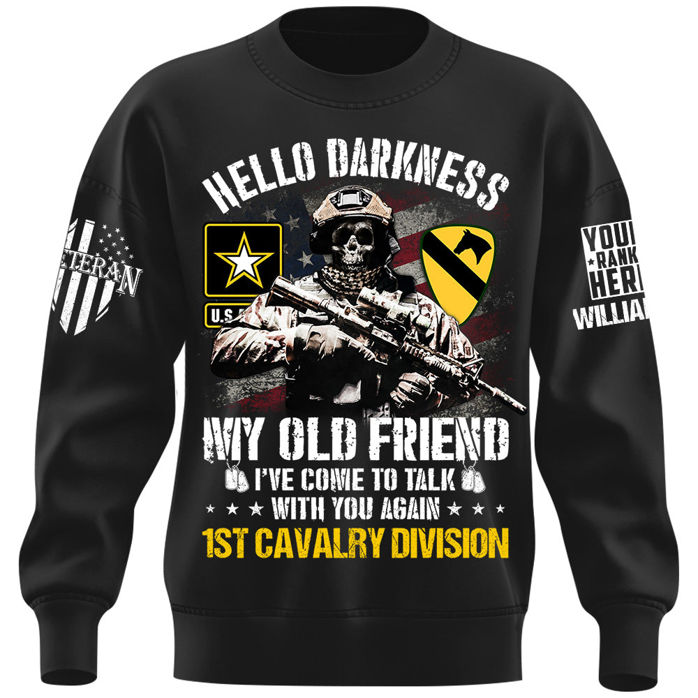 Veteran Shirt Skull Hello Darkness My Old Friend Custom Division Shirt For Military Retirement Veteran Dad Grandpa H2511