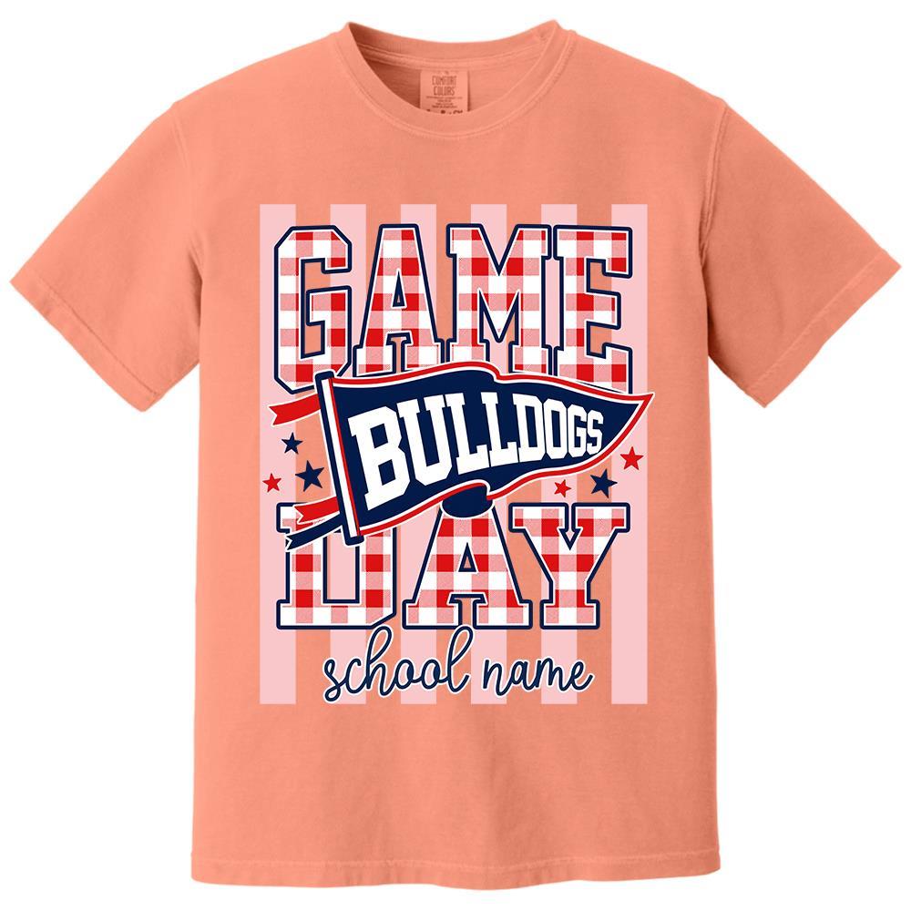 Game Day Striped School Mascot Shirt, Personalized Football School Spirit, Gifts For Teacher Student MI209 Hv01
