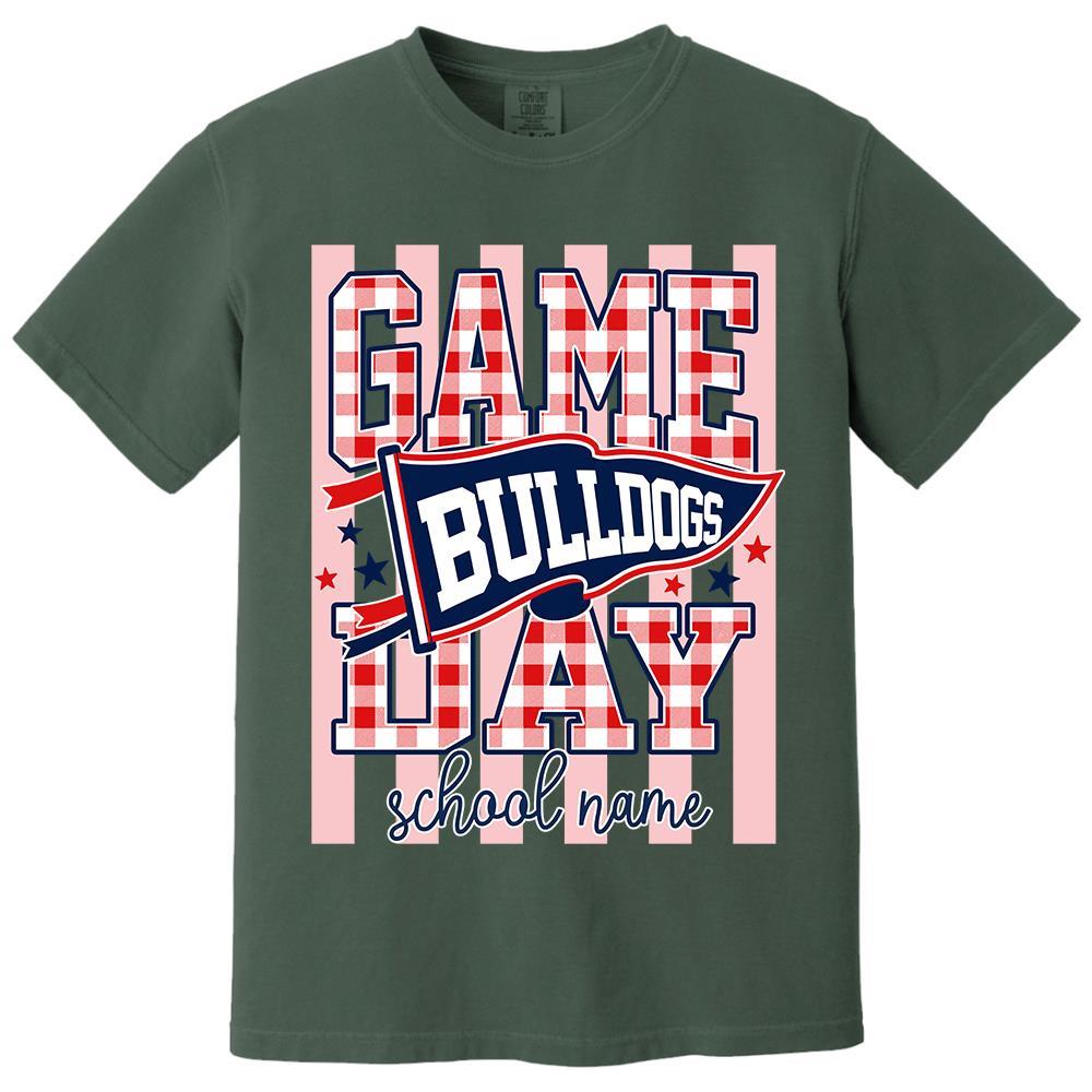 Game Day Striped School Mascot Shirt, Personalized Football School Spirit, Gifts For Teacher Student MI209 Hv01