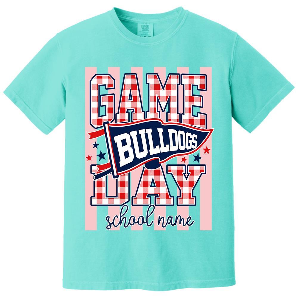 Game Day Striped School Mascot Shirt, Personalized Football School Spirit, Gifts For Teacher Student MI209 Hv01