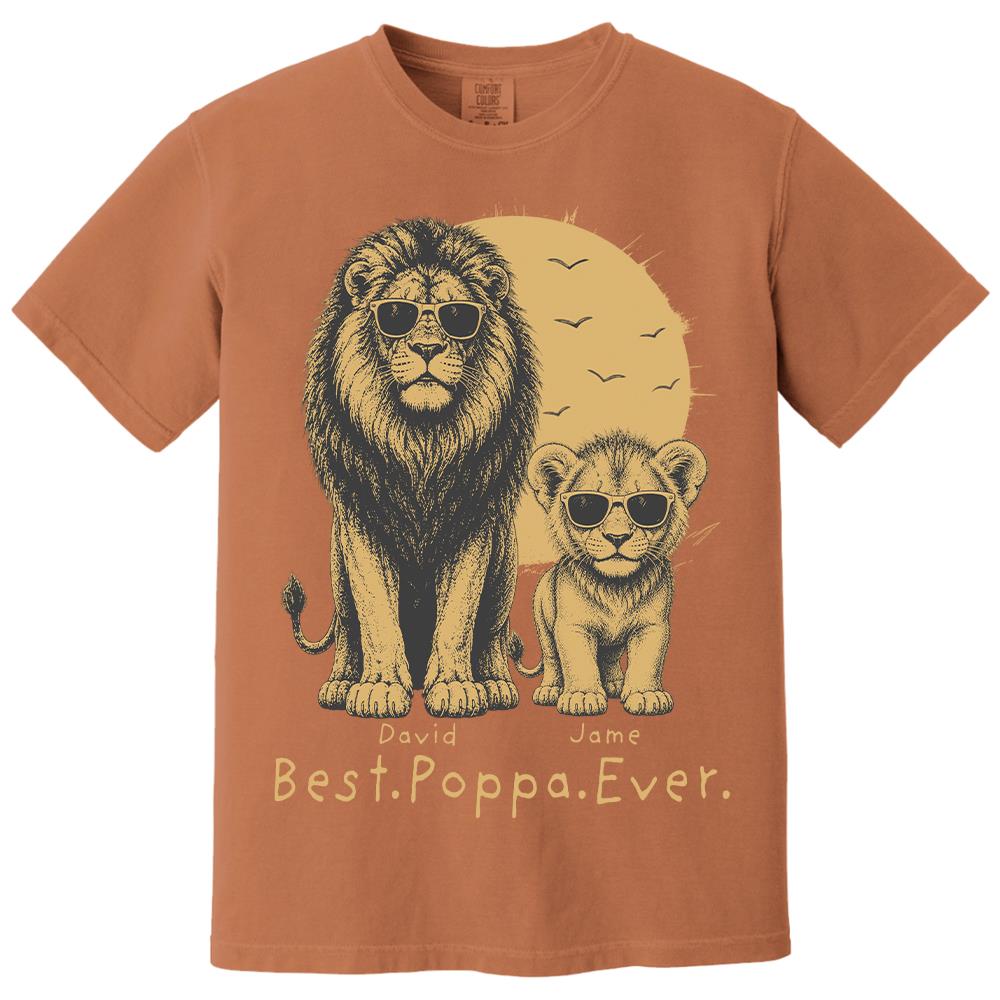 Retro Vintage Lion Dad And Kids Daddy Protector - Personalized Shirt - Cool Father's Day Gift For Dad, Husband Hv01 Vr2