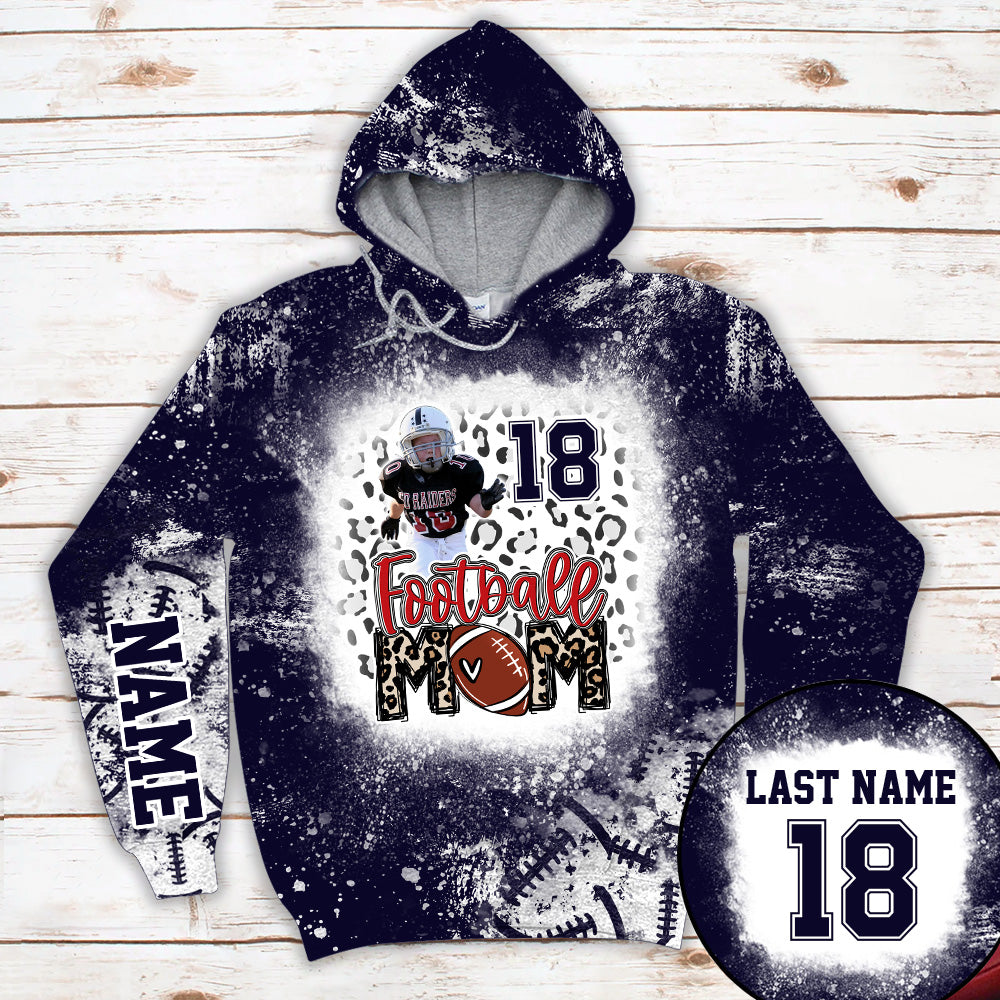 Personalized Shirt Football Mom Bleach Leopard All Over Print Shirt For Football Family Member Game Day Shirt H2511