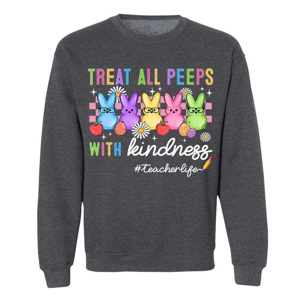 Treat All Peeps With Kindness Cute Teacher Easter Shirt, Bunny Tee, Easter Gift for Teachers H2511 Do99