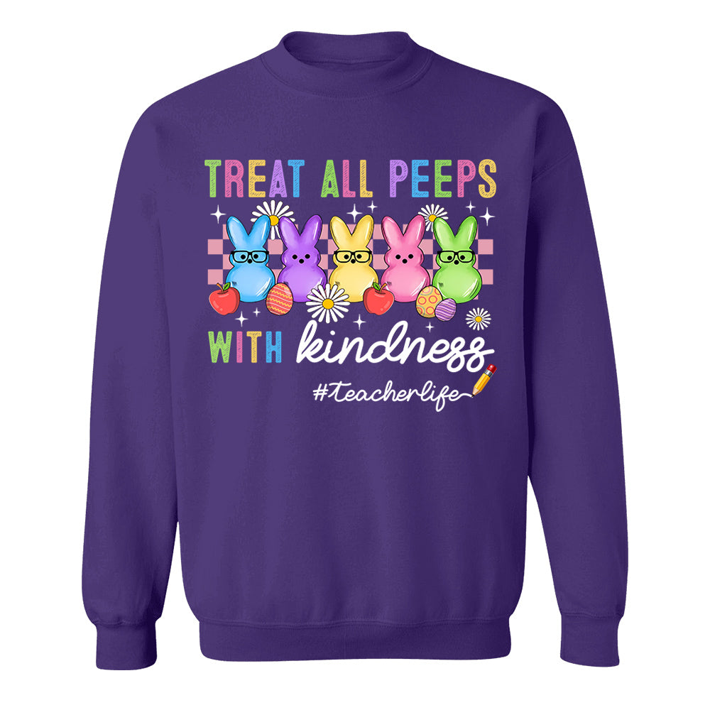 Treat All Peeps With Kindness Cute Teacher Easter Shirt, Bunny Tee, Easter Gift for Teachers H2511 Do99