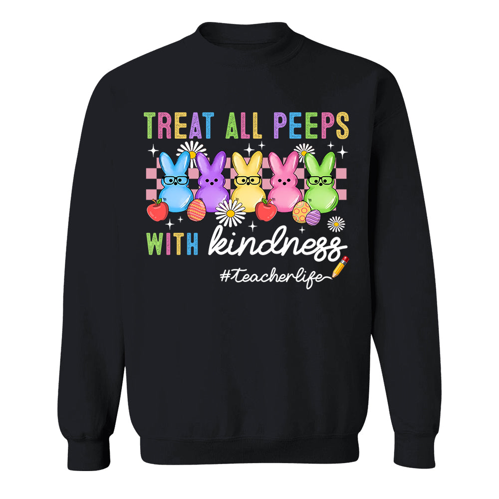 Treat All Peeps With Kindness Cute Teacher Easter Shirt, Bunny Tee, Easter Gift for Teachers H2511 Do99