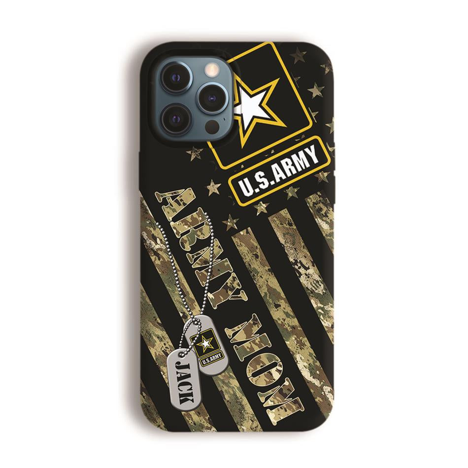Proud Army Mom Camouflage Dogtags Custom Phone Case Gift For Military Mom Dad Family Members H2511 Trna
