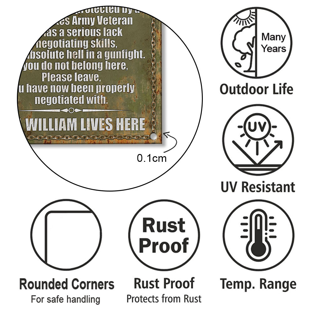 Uninvited Guests This Property Is Protected By A Veteran - Personalized Metal Sign For Veteran H2511