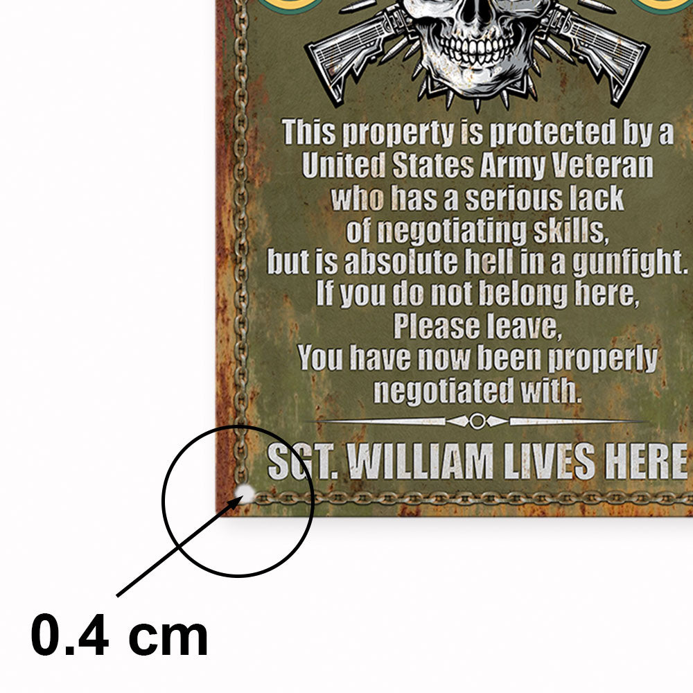 Uninvited Guests This Property Is Protected By A Veteran - Personalized Metal Sign For Veteran H2511