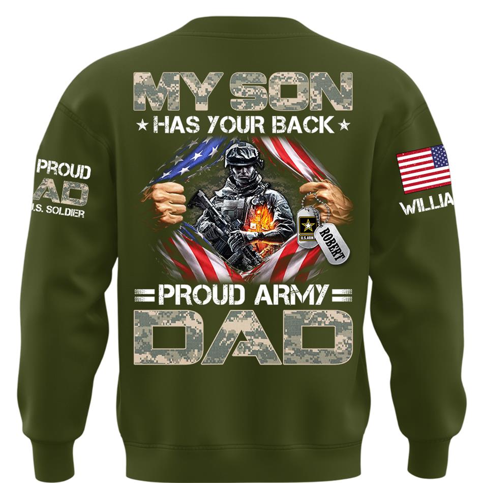 My Son Has Your Back Proud Army Dad Of A US Soldier Custom Shirt For Proud Military Mom Dad Grandma Grandpa Family Members Shirt H2511 Trna