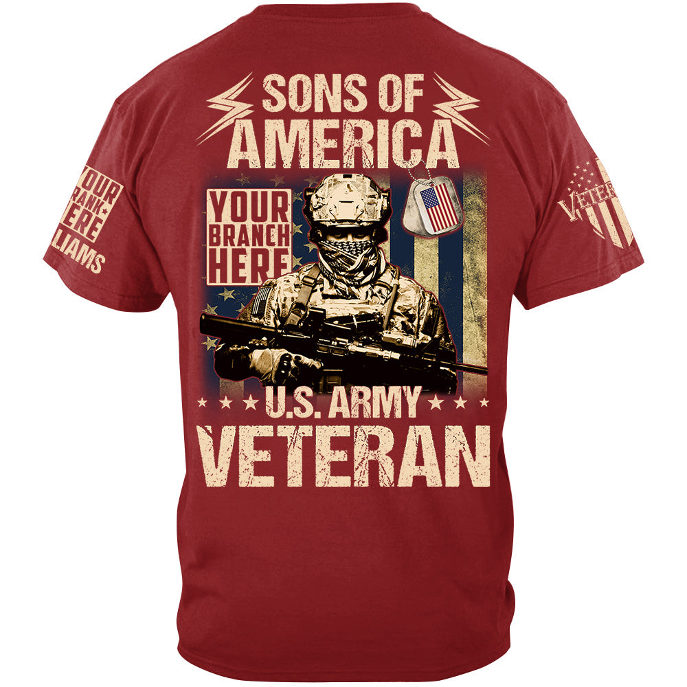 Sons Of America US Veteran Custom All Branches Shirt For Veteran Dad Grandpa H2511