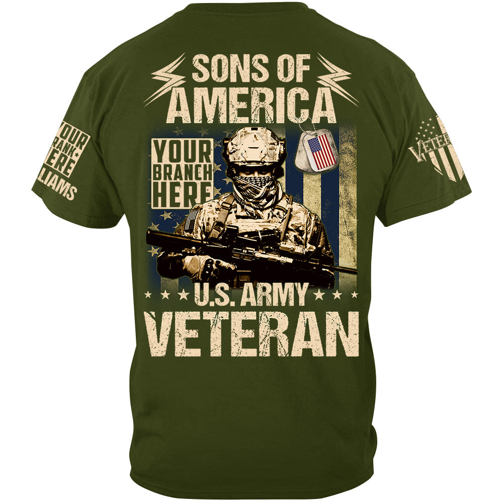 Sons Of America US Veteran Custom All Branches Shirt For Veteran Dad Grandpa H2511