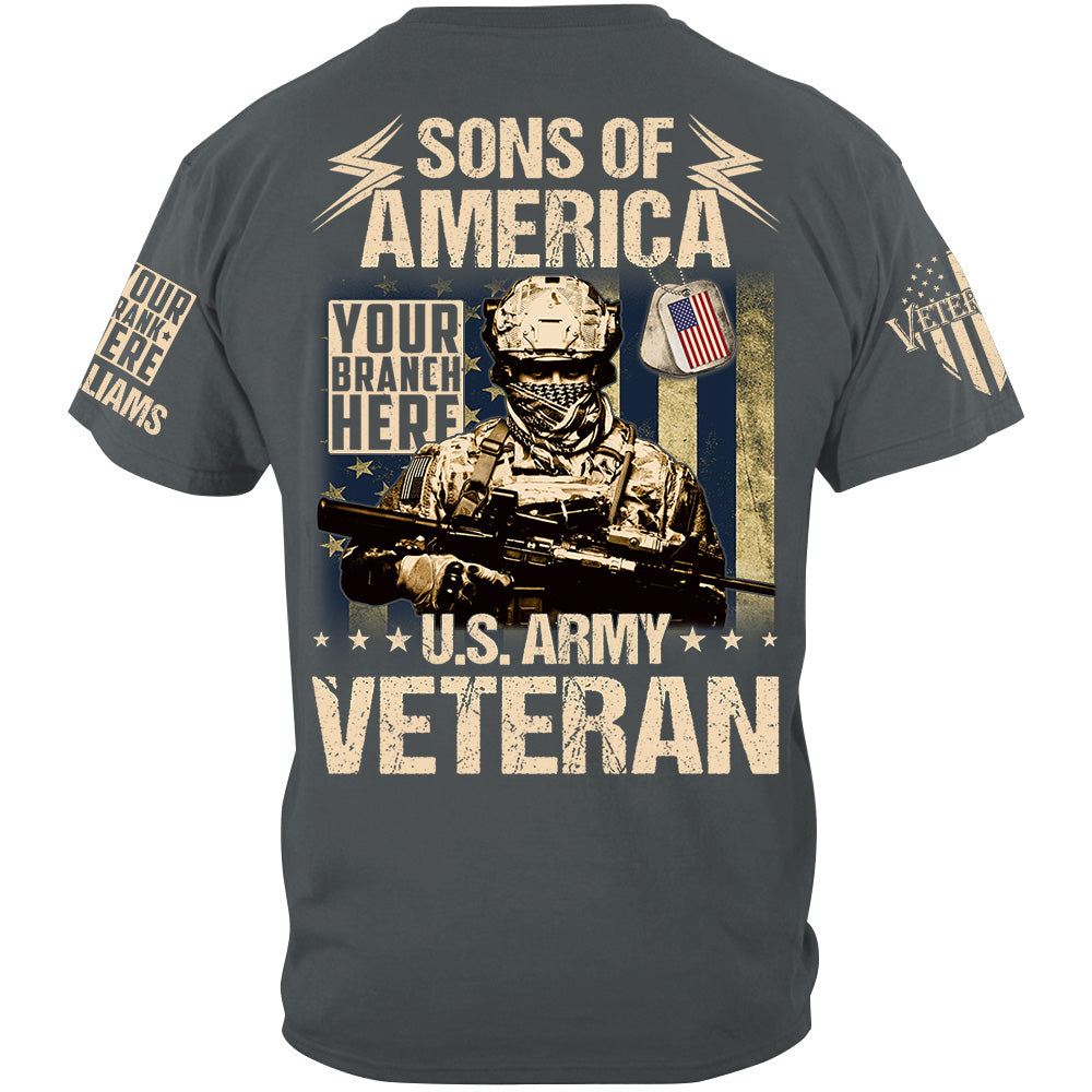 Sons Of America US Veteran Custom All Branches Shirt For Veteran Dad Grandpa H2511