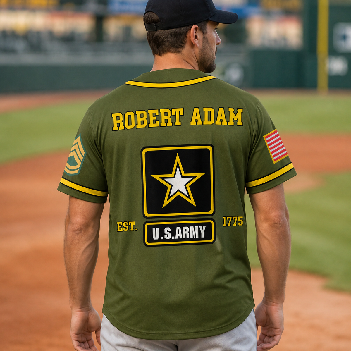 US Military Baseball Jersey Custom All Branches Rank Division Name For Military Retirement Veteran Dad Grandpa H2511