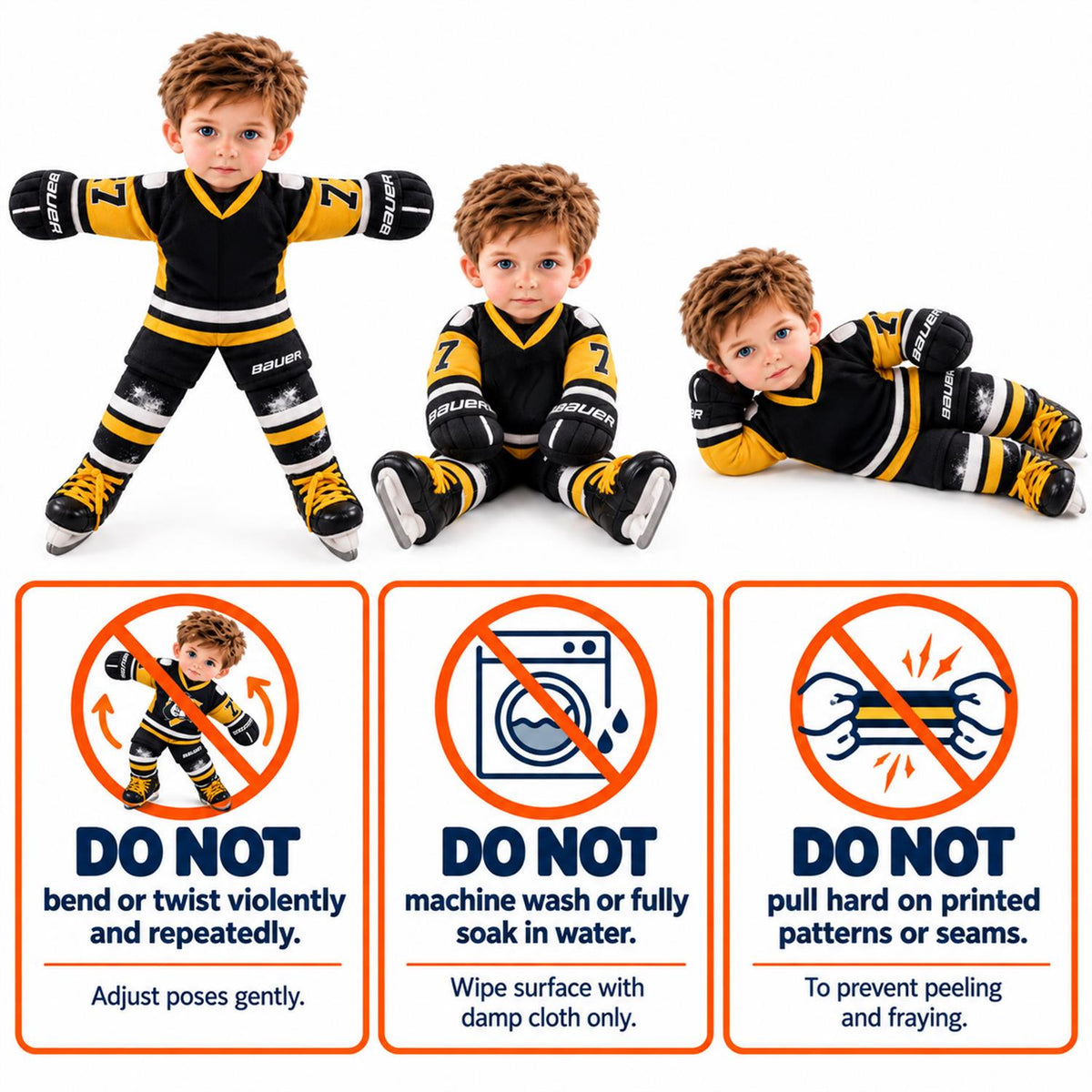 Personalized Ice Hockey Squishy Toy Poseable Plush Doll, Funny Gift For Sport Lovers NA04 Hv01 NT01