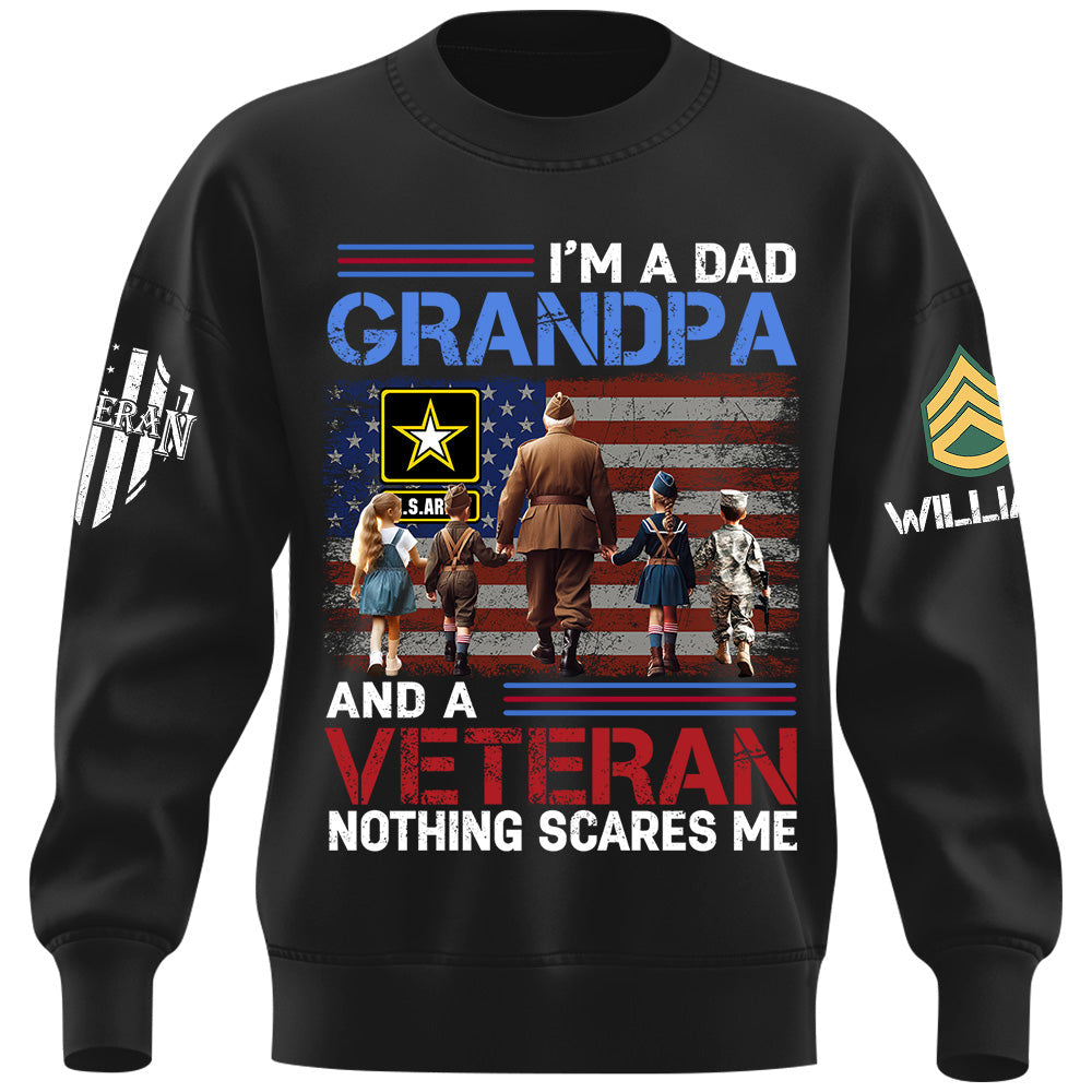 I Am A Dad Grandpa And A Veteran Nothing Scares Me Custom Shirt For Grandpa Veteran H2511