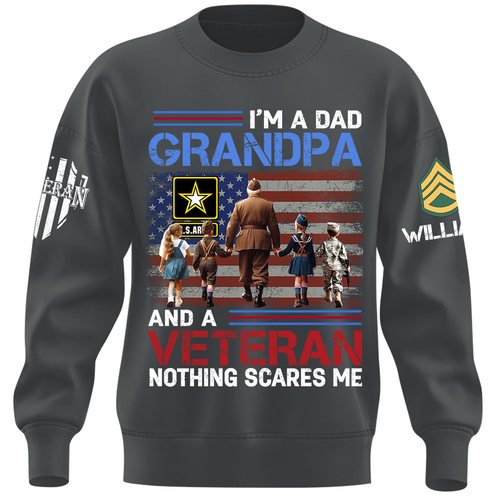I Am A Dad Grandpa And A Veteran Nothing Scares Me Custom Shirt For Grandpa Veteran H2511
