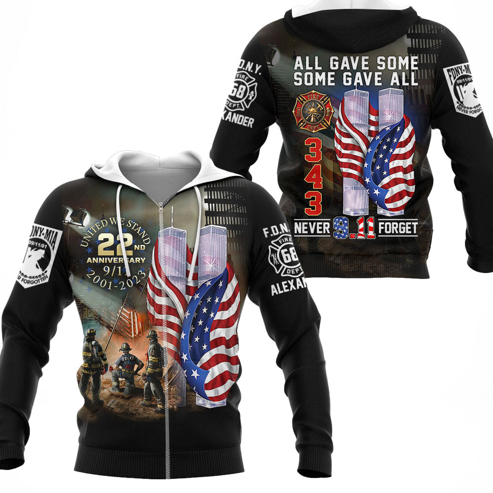 All Gave Some Some Gave All 911 Never Forget 343 Firefighter Personalized All Over Print Shirt For Firefighter H2511
