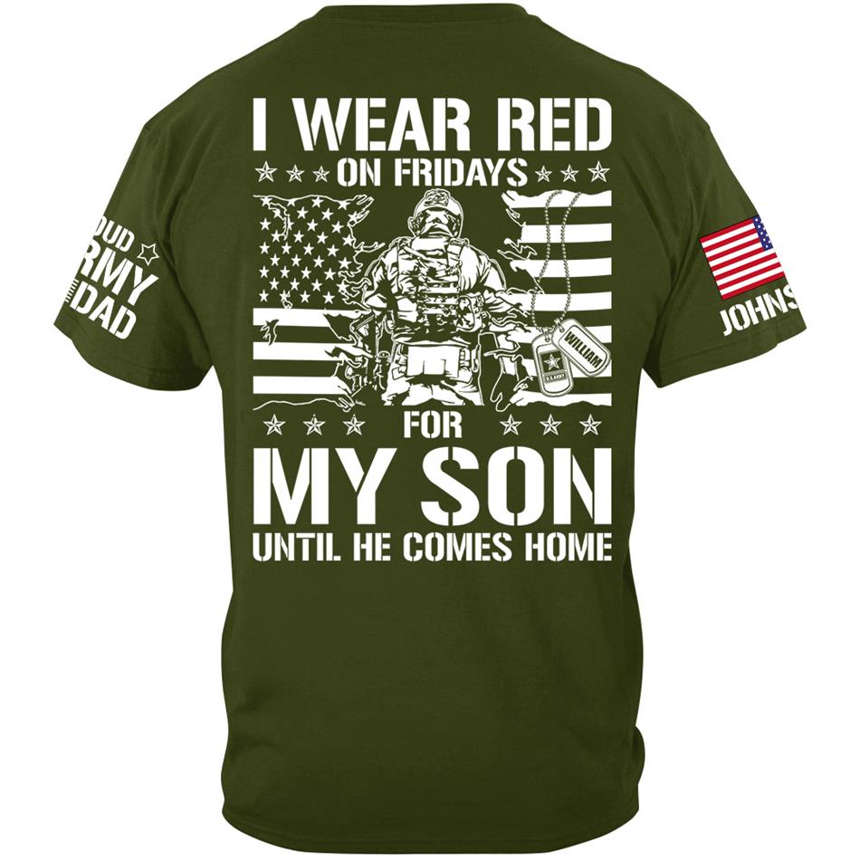 I Wear Red On Fridays For My Son Support Our Troops Vr2 Personalized Shirt For Military Dad Mom Family H2511 Trna