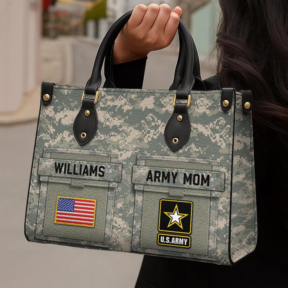 Proud Army Mom Custom Camouflage Leather Handbag Gift For US Army Mom Wife Grandma Sister... Military Gift H2511 Trna