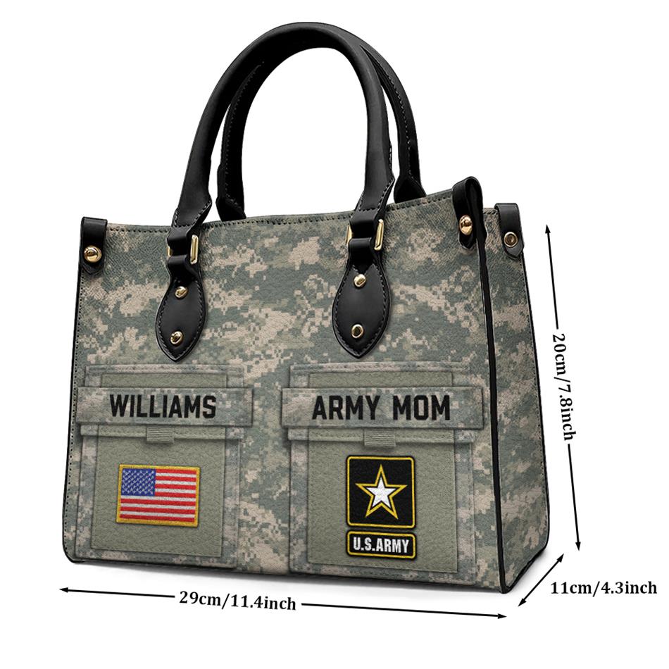 Proud Army Mom Custom Camouflage Leather Handbag Gift For US Army Mom Wife Grandma Sister... Military Gift H2511 Trna