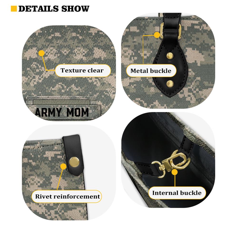 Proud Army Mom Custom Camouflage Leather Handbag Gift For US Army Mom Wife Grandma Sister... Military Gift H2511 Trna