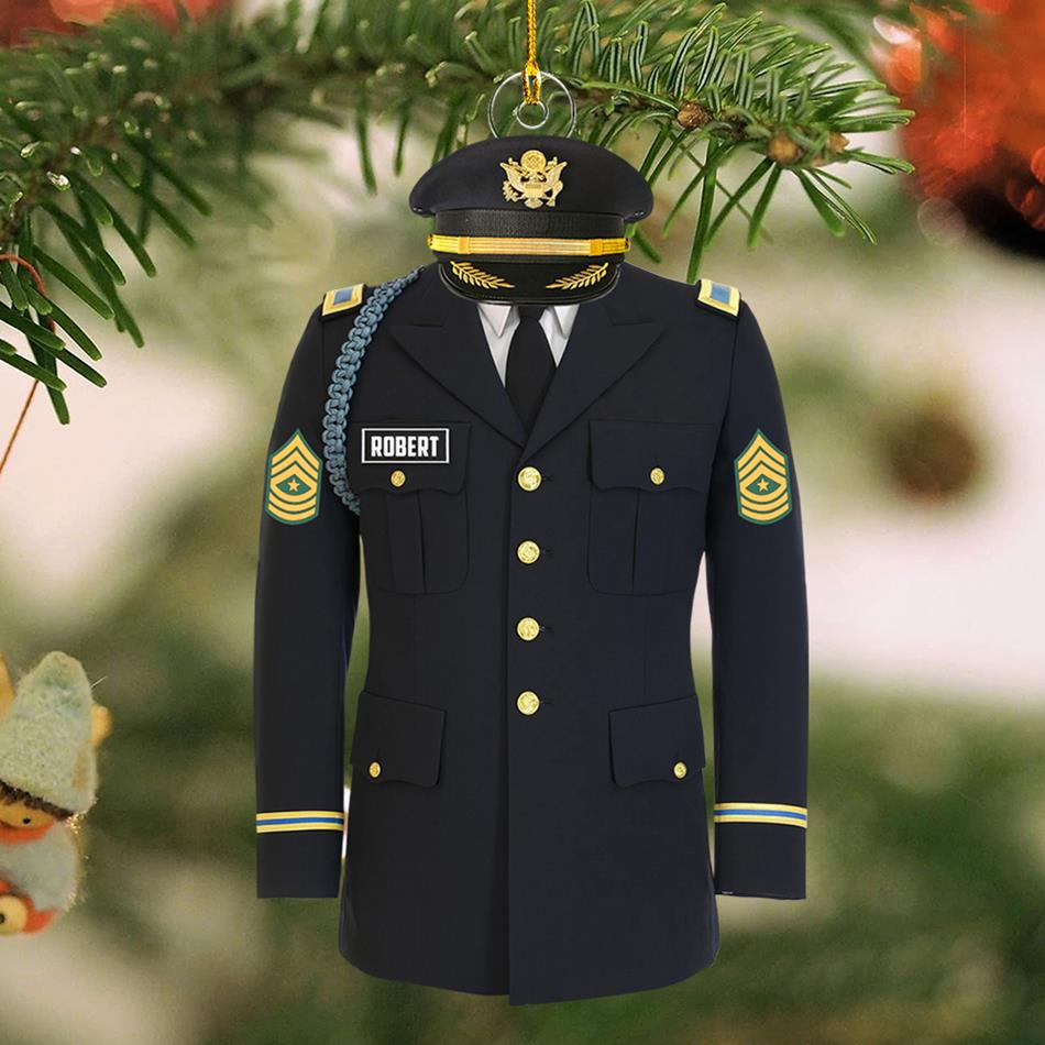 US Military Dress Blue Custom Christmas Ornament Gift For US Military Veteran Proudly Served Uniform Ornament H2511 Trna