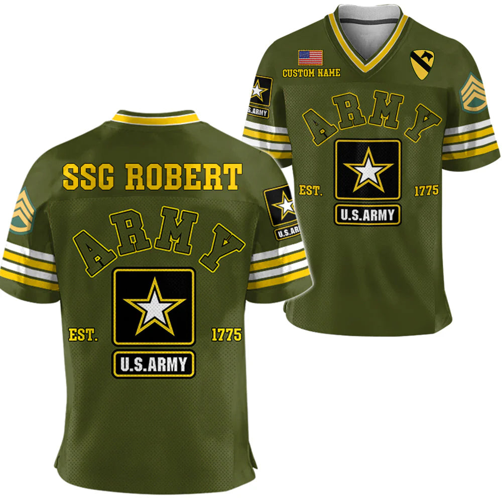 US Military Football Jersey Custom All Branches Rank Division Name For Military Retirement Veteran Dad Grandpa H2511