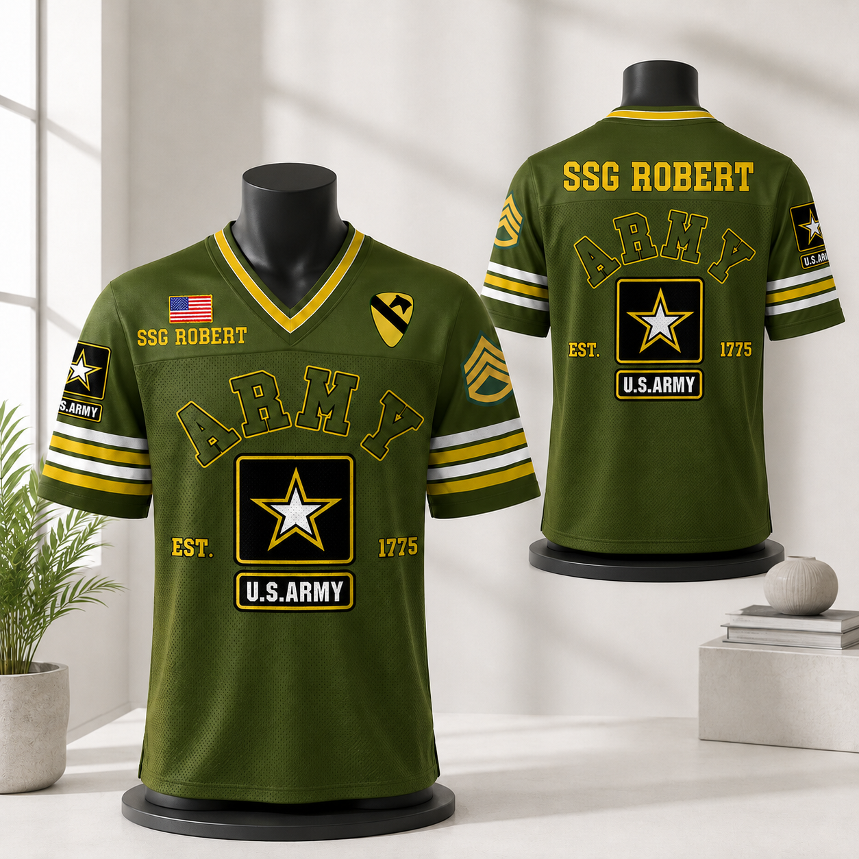 US Military Football Jersey Custom All Branches Rank Division Name For Military Retirement Veteran Dad Grandpa H2511