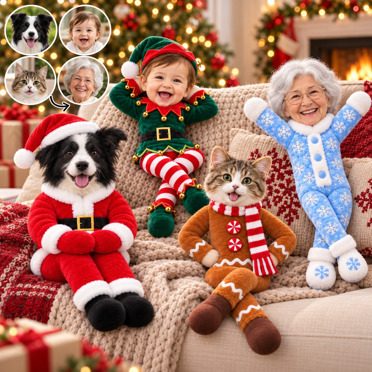 My Merry Pup, Personalized Photo Pet Squishy Toy Poseable Plush Doll, Funny Gift For Dog Mom, Dad, Cat Lover T1807 Hv01 TL06