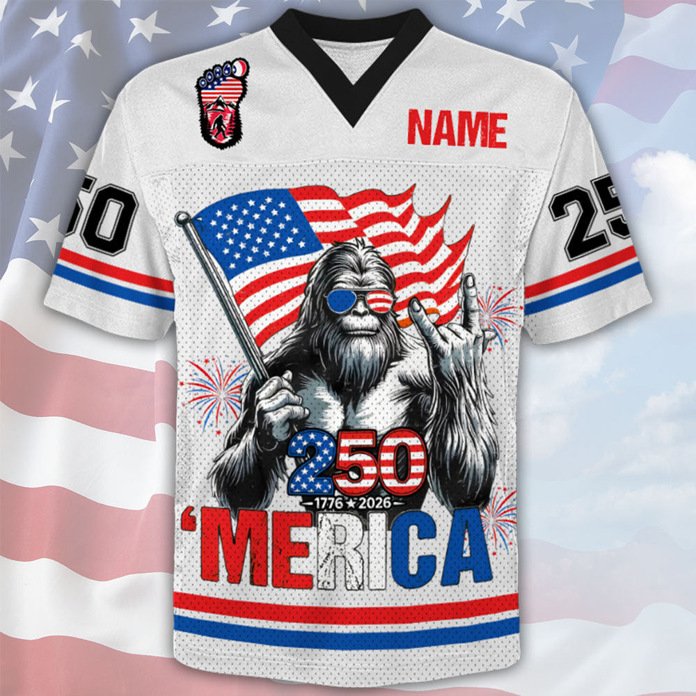 Bigfoot Merica Rock American Flag - Celebrate America 250th Anniversary Football Jersey A2110 VH01