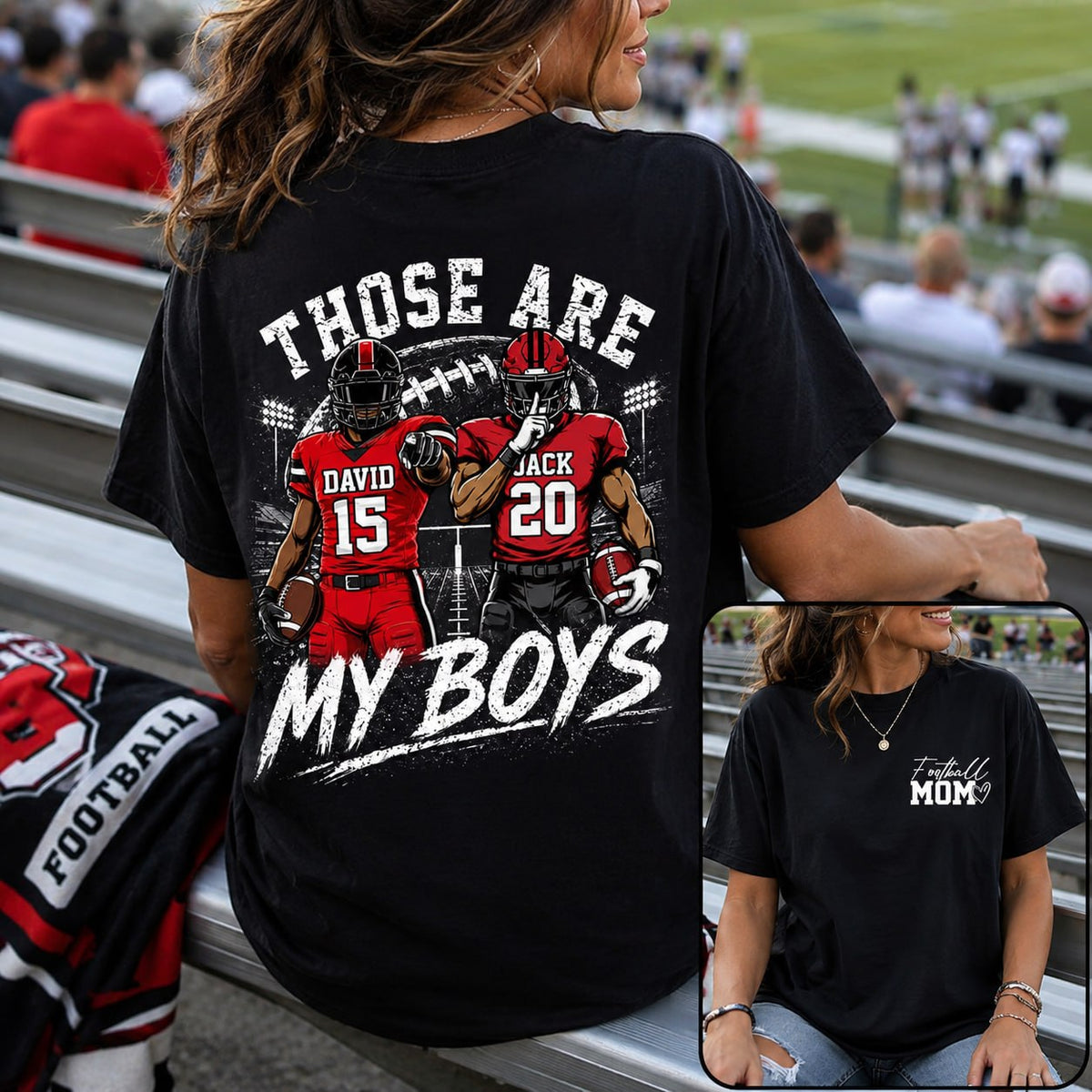 Personalized Football Mom Shirt, Custom Those Are My Boys T-Shirt, Team Name & Player Number Tee, Football Season Gift Na02 VH01