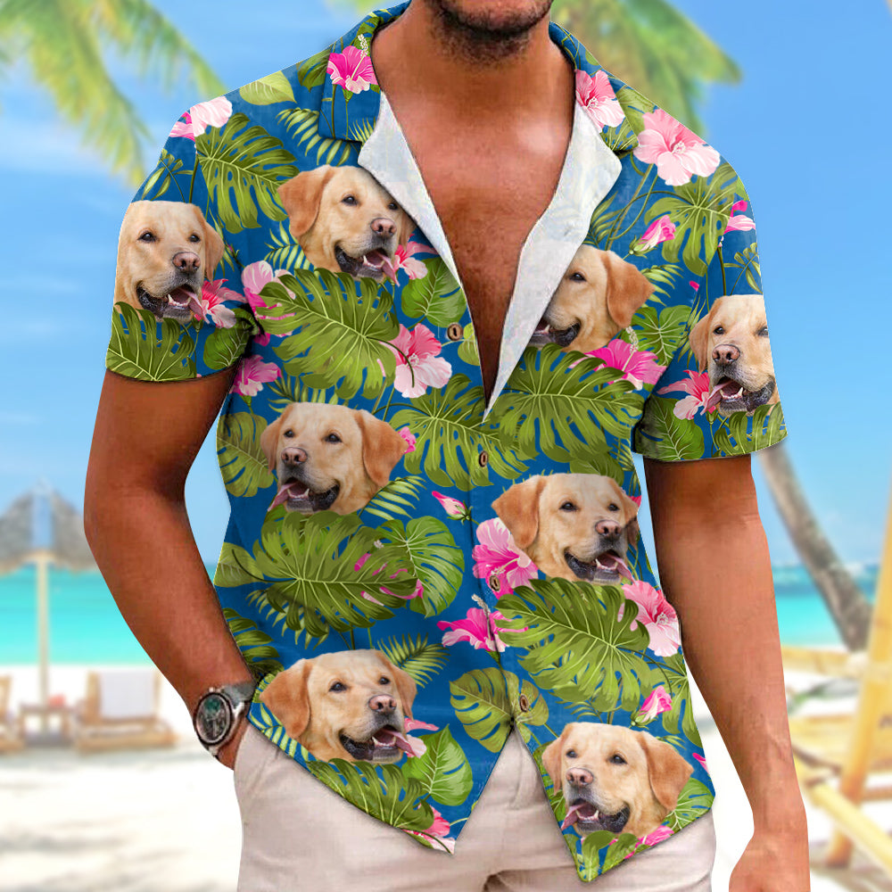 Tropical Leaf Photo Personalized Hawaiian Shirt For Dog Lover Dog Mom Dog Dad H2511