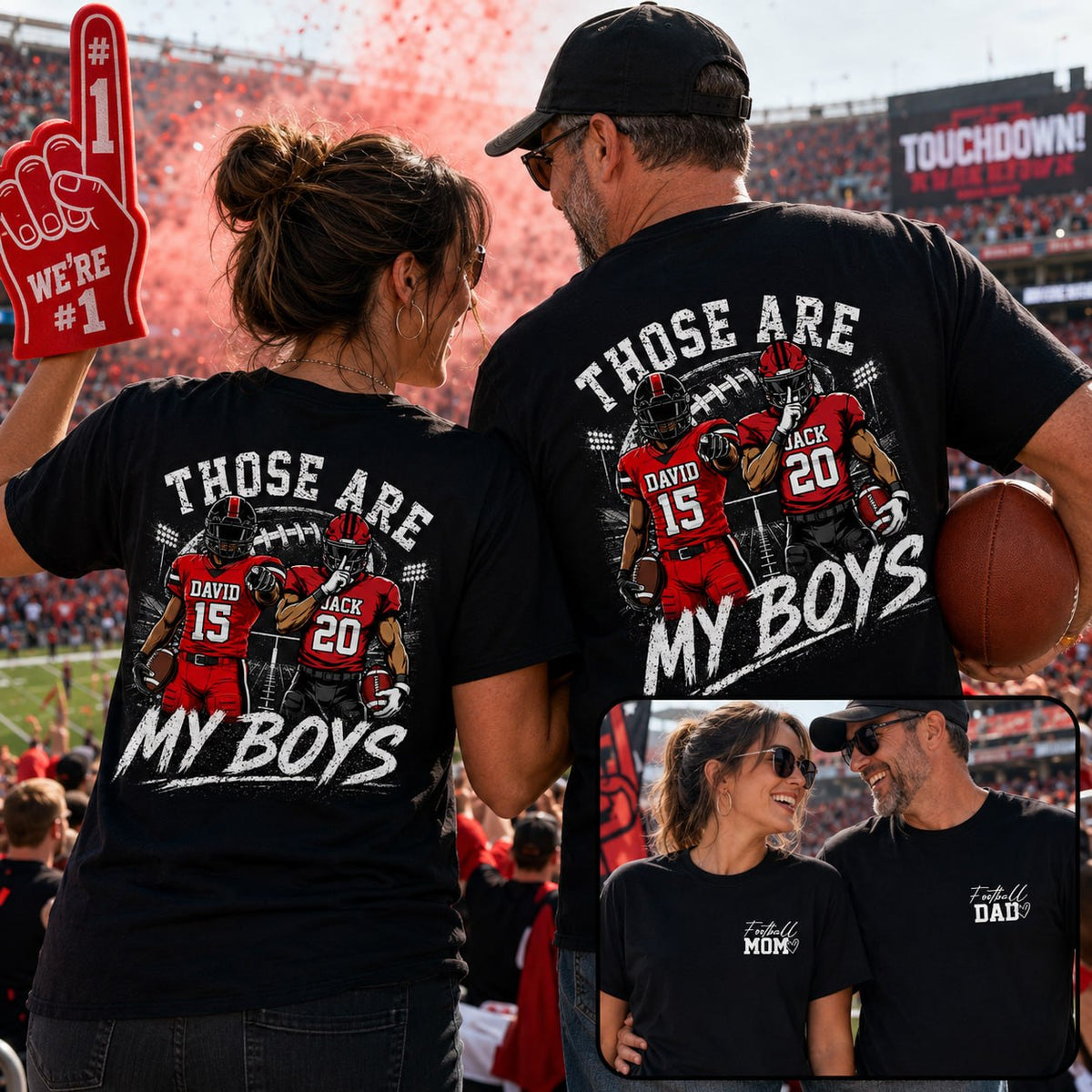 Personalized Football Mom Shirt, Custom Those Are My Boys T-Shirt, Team Name & Player Number Tee, Football Season Gift Na02 VH01