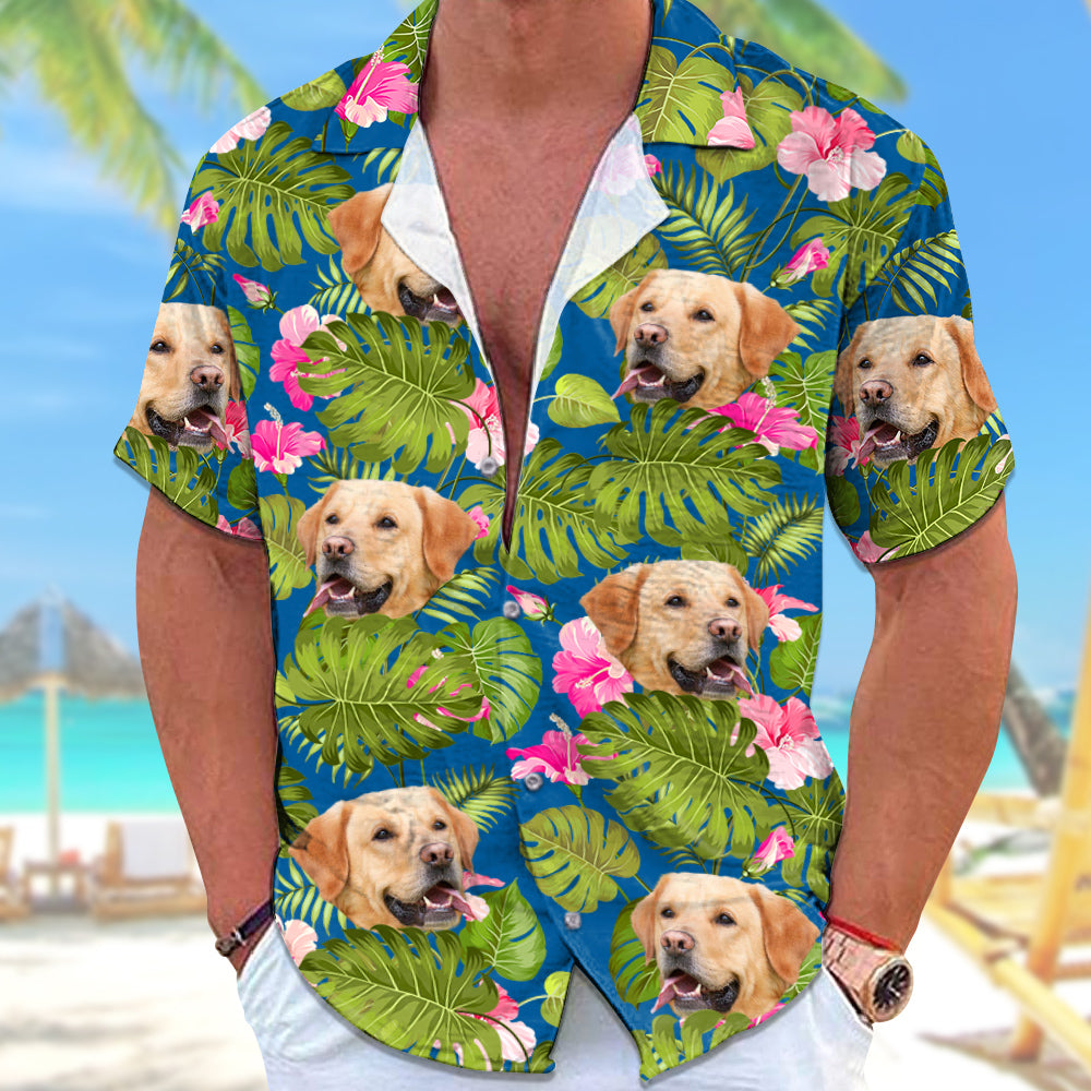 Tropical Leaf Photo Personalized Hawaiian Shirt For Dog Lover Dog Mom Dog Dad H2511