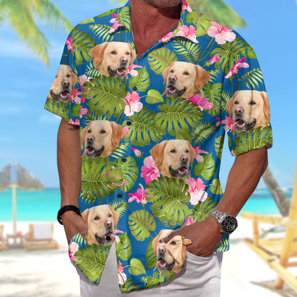 Tropical Leaf Photo Personalized Hawaiian Shirt For Dog Lover Dog Mom Dog Dad H2511