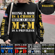 Being A Mom Is A Choice Being An Army Mom Is A Privilege All Over Print Shirt Hoodie Custom Recruit Training Unit Designation Shirt Gift For Military Family Members H2511