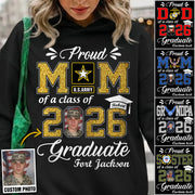 Personalized Military Graduation Shirts Proud Mom Of a Class of 2026 Graduate Custom Shirt For Proud Family Member Graduation Hoodie H2511