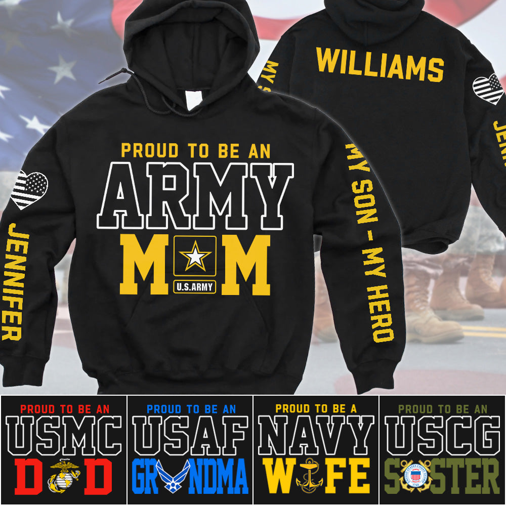 Proud To Be An Army Mom Custom All Over Print Shirt Hoodie Gift For US Military Mom Dad Graduation Day Proud Shirt H2511 Trna