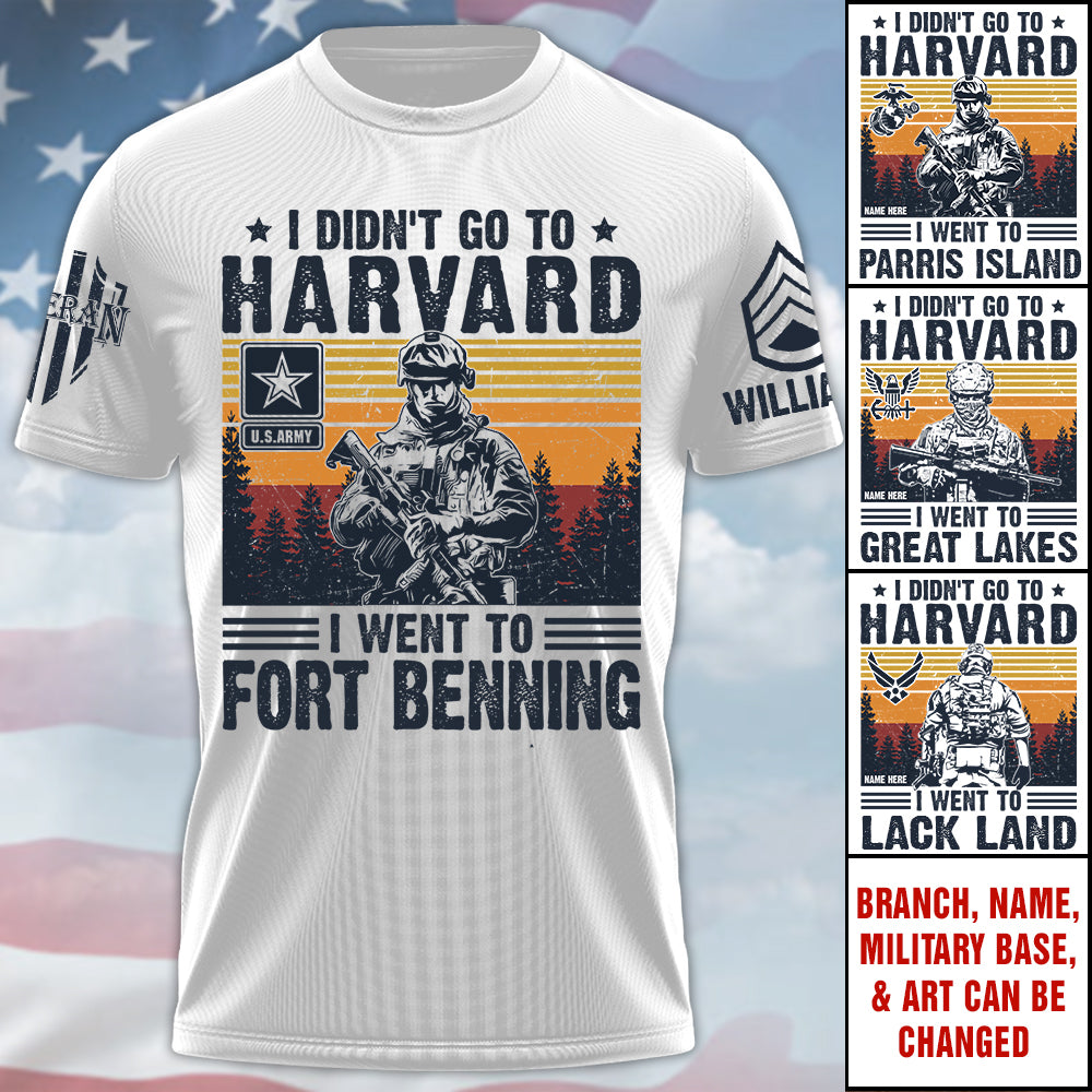 I Didn't Go To Harvard I Went to Military Base Vintage Personalized Shirt For US Military Veteran H2511 Trna